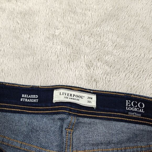 Liverpool Relaxed Straight Jeans Men's 29x32 Dark Mid Blue Stretchy EcoLogical - Picture 4 of 9